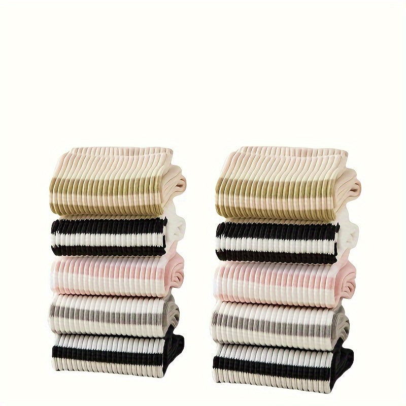 10 Pairs Striped Sports Socks Women's Stockings Breathable Mid Tube Hosiery