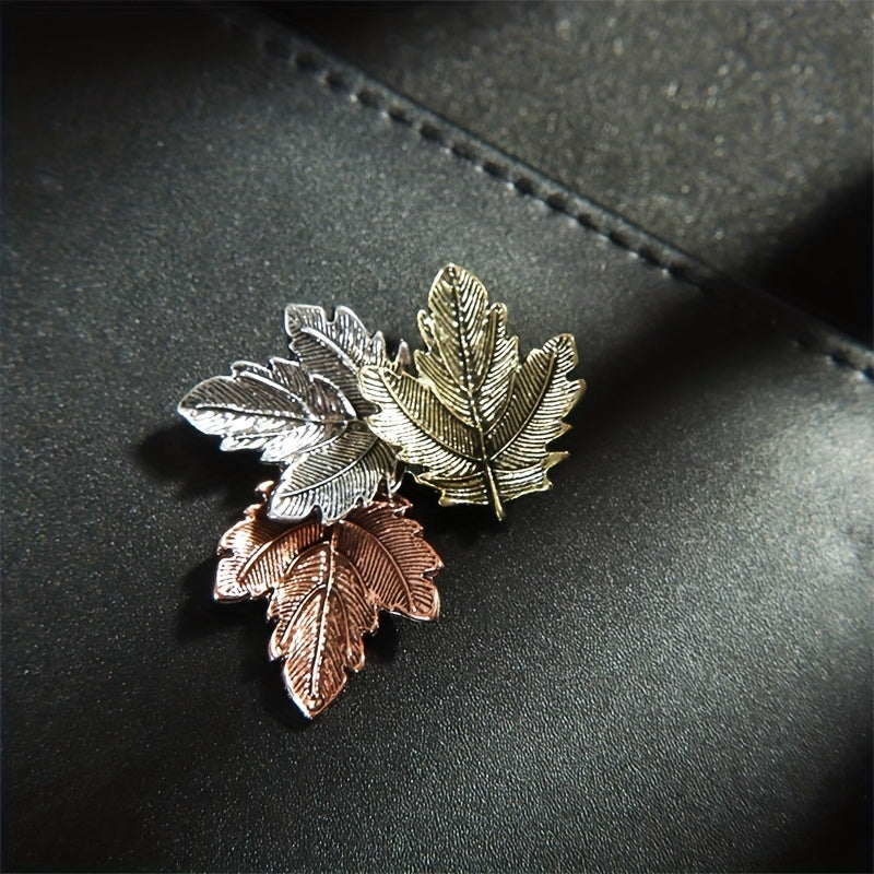 Vintage Maple Leaf Brooch Metal Charm Collar Lapel Pin