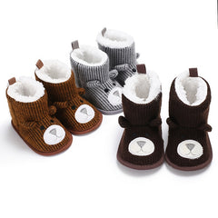 Cartoon Bear Soft Boots for Baby Boys - Warm Fleece Indoor Outdoor Walking