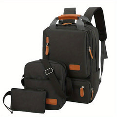 3Pcs Laptop Backpack Set Casual Top Handle Schoolbag With Crossbody Bag