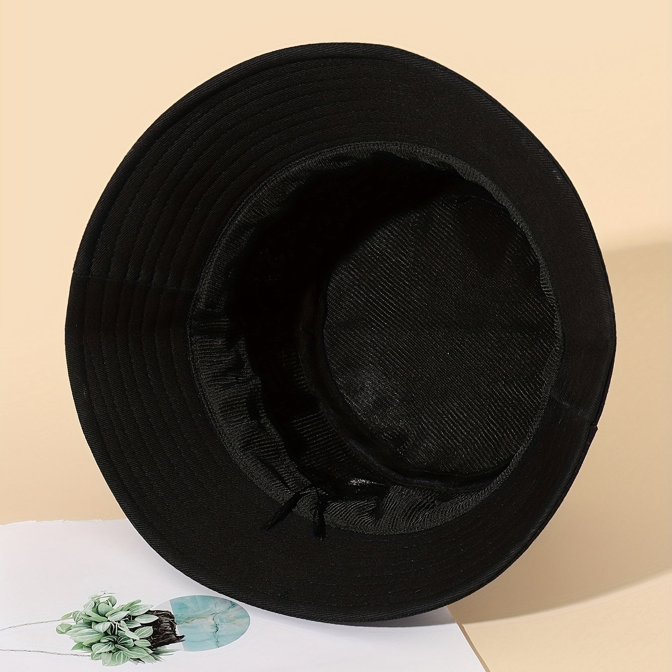 Embroidery Bucket Hat Lightweight Fisherman Cap Solid Sunscreen Travel Beach Hat