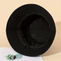 Embroidery Bucket Hat Lightweight Fisherman Cap Solid Sunscreen Travel Beach Hat