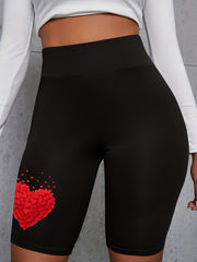  Women's Graphic Print High Rise Skinny Fitness Shorts