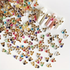 50 Pcs Gradient Heart Nail Charms DIY 3D Nail Art Rhinestones Manicure Glitter