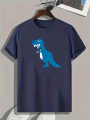 Dino Pattern Print Men's Sports T-Shirt - Comfy Outdoor Clothing