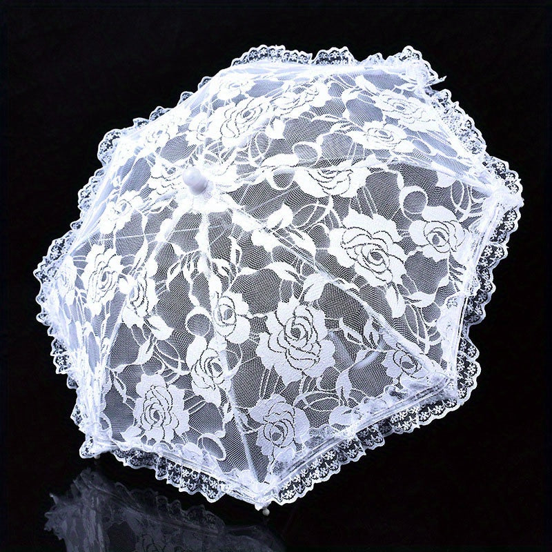 Lace Decoration Floral Pattern Girls Umbrella - Wedding Prop