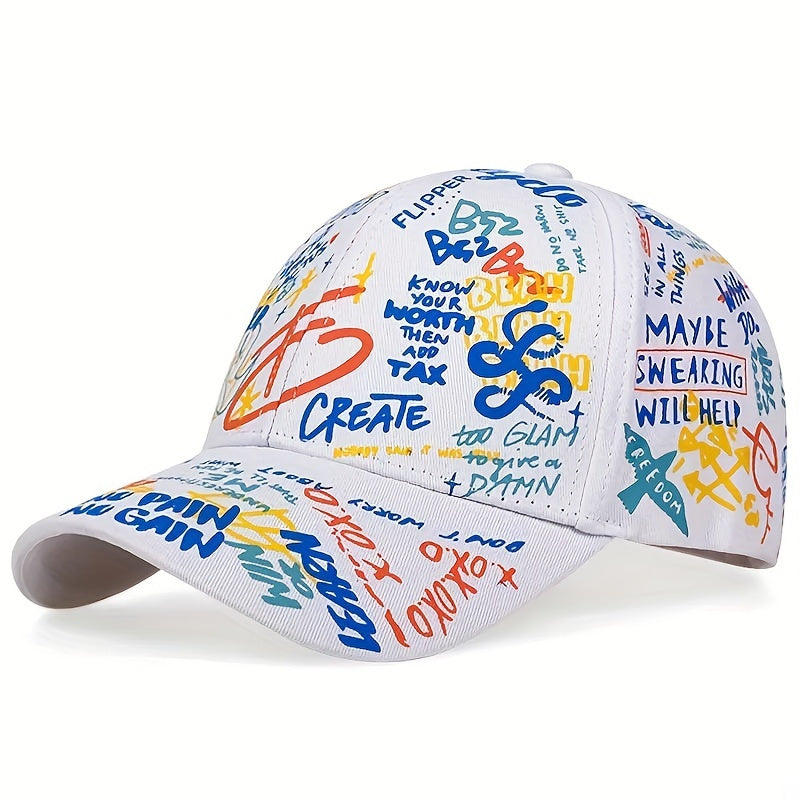 Colorful Letter Graffiti Baseball Cap Adjustable Couple Sun Hat & Dad Hats