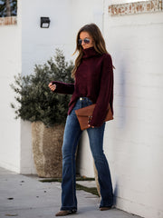  Casual Jeans Women's Washed Button Fly Flared Leg Jeans