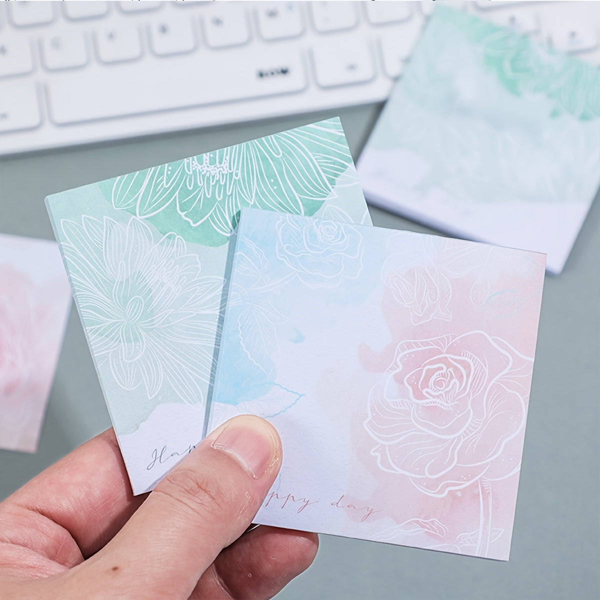 Chinese Style Gradient Flowers Sticky Notes 2.99-inch 50 Sheets Each