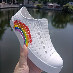 Women's Rainbow Pattern Sneakers Casual Hollow Out Shoes