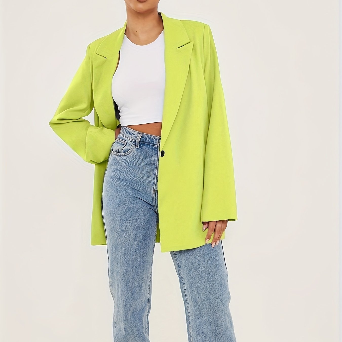  Solid Long Sleeve Workwear Blazer