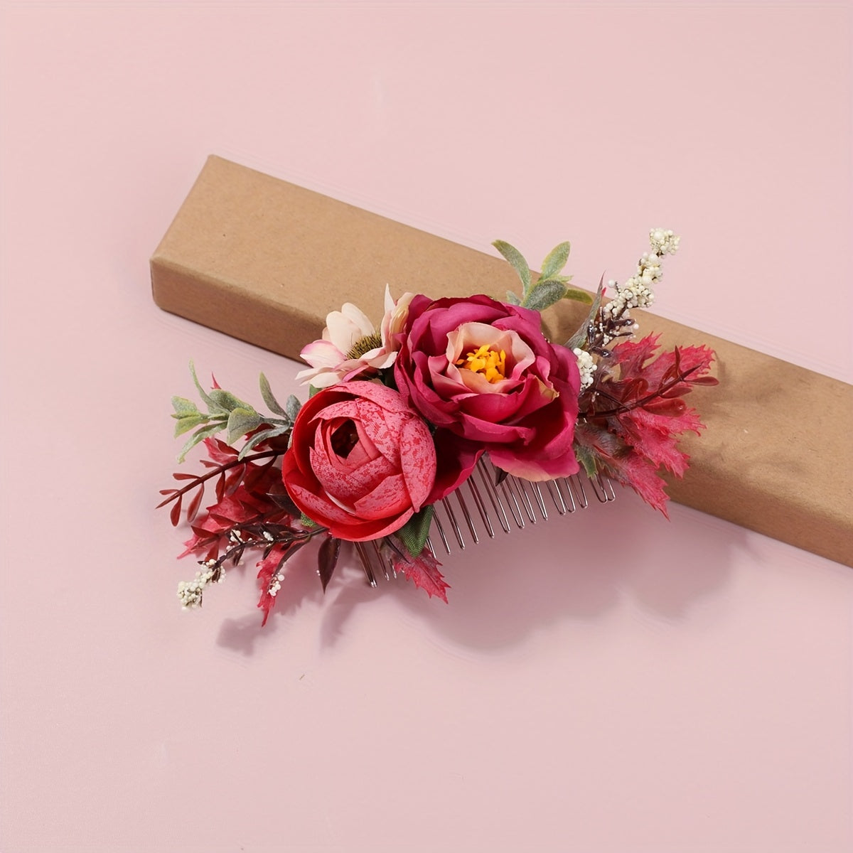 Rose Flower Metal Hair Comb for Summer Beach Vacation