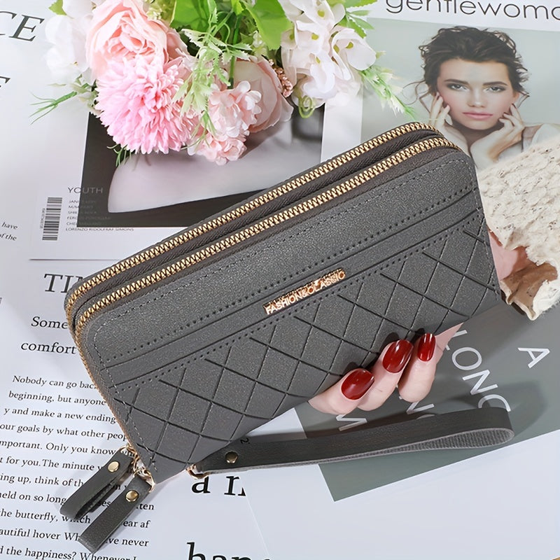 Large Capacity Zipper Coin Purse Clutch Bag with Wristband