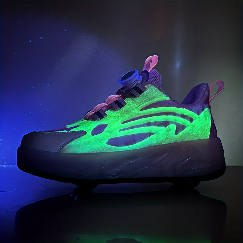 Girl's LED Roller Shoes Reflective Wheel Skate Sneakers