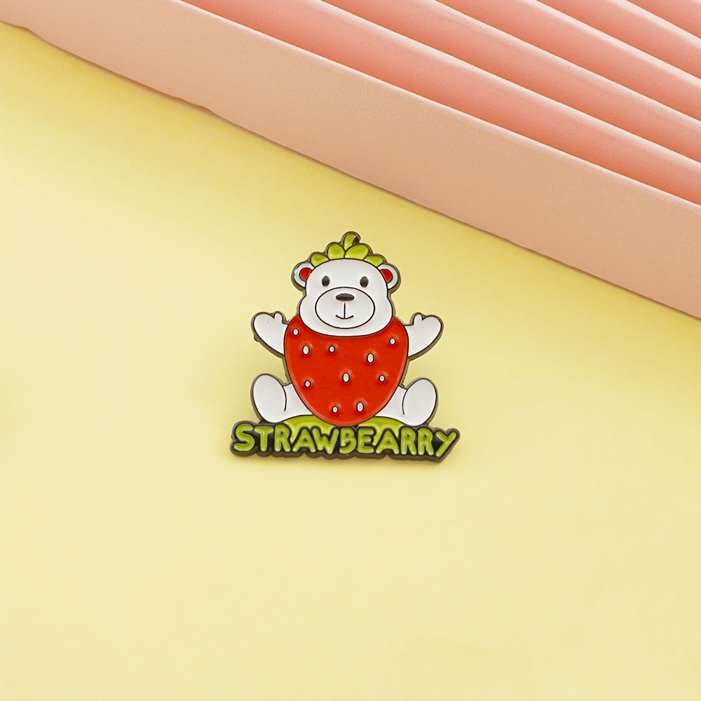 Strawberry Bear Brooch Funny Anime Pin Clothing Decoration