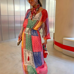  Colorblock Boho Maxi Dress