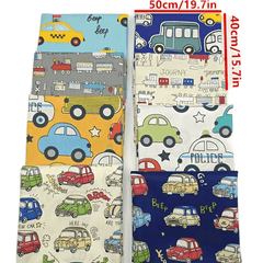 8pcs Car Cartoon Printed Fabric Sheets DIY Doll Patchwork