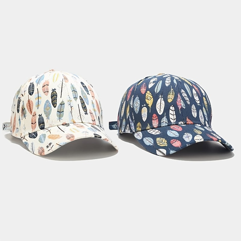 Colorful Leaves Print Baseball Cap Women's Cotton Lightweight Sports Hat
