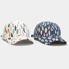 Colorful Leaves Print Baseball Cap Women's Cotton Lightweight Sports Hat