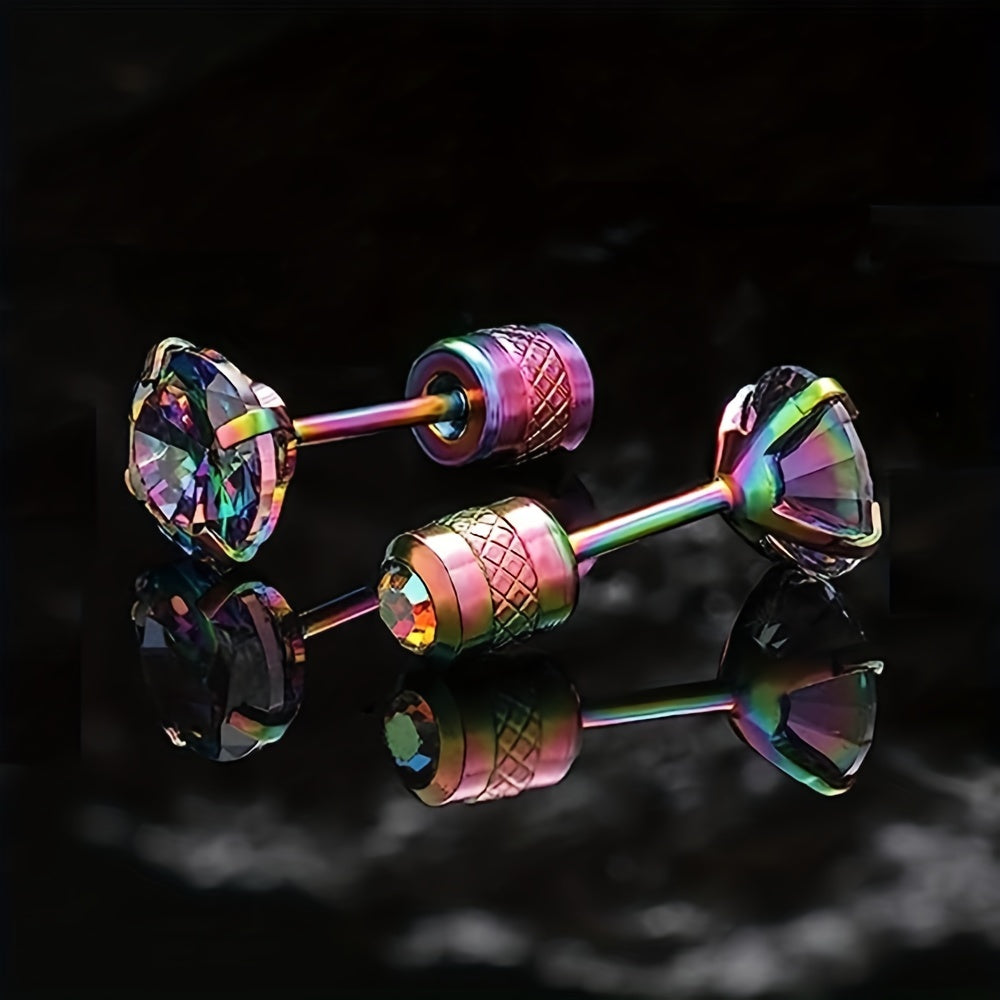 Double Sided Faux Diamond Stud Earrings for Men