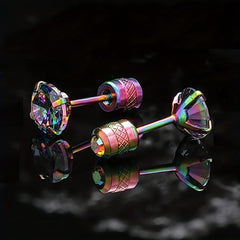 Double Sided Faux Diamond Stud Earrings for Men