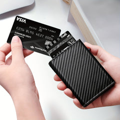 Men's Carbon Fiber RFID Blocking Card Holder with Zipper Coin Purse