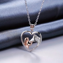 Girl And Horse Rhinestones Pendant Necklace Clavicle Chain