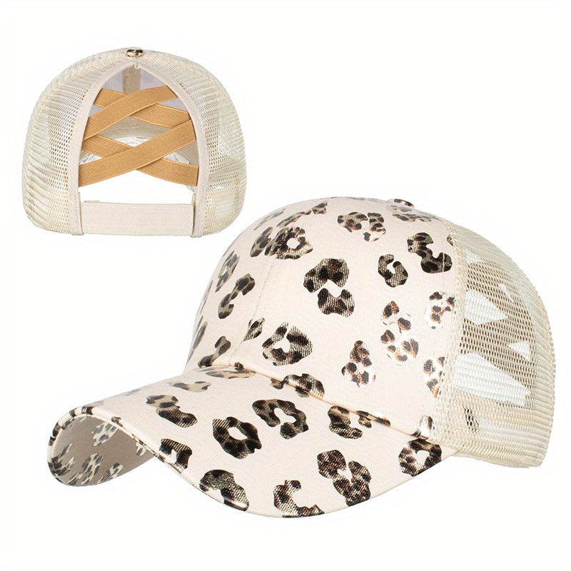 Leopard Cow Pattern Print Trucker Hat Mesh Baseball Cap Adjustable Dad Hat