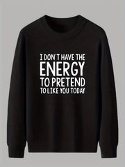 Men's Casual Knitted Sweater - Warm Mid Stretch Crew Neck Pullover