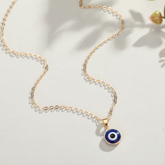 Devil's Eye Shape Pendant Necklace Adjustable Clavicle Chain