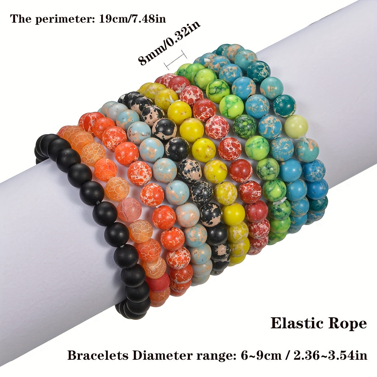 8mm Healing Stone Beaded Bracelet Natural Stretch Bracelet