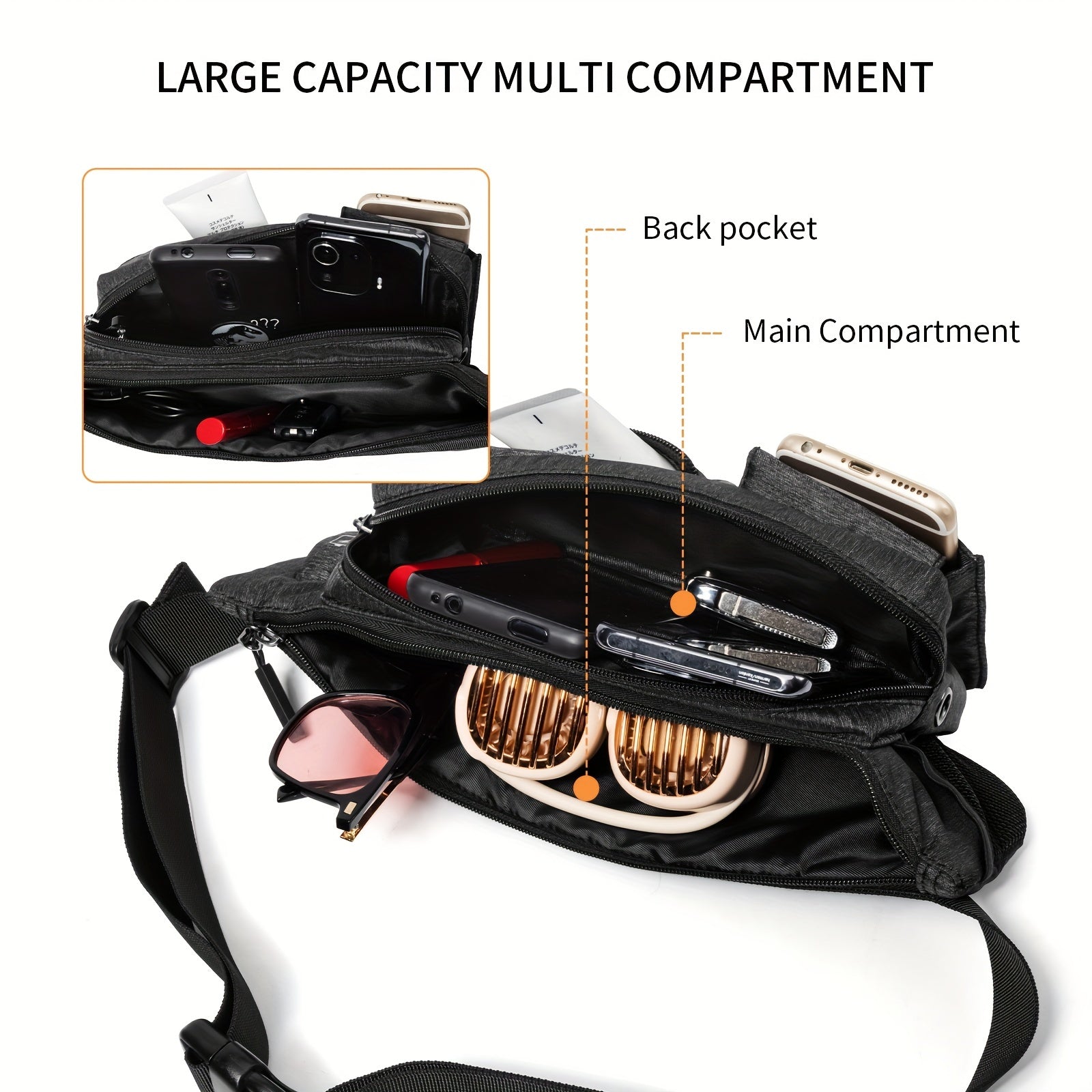 Men's Casual Large Capacity Chest Bag Outdoor Cycling Shoulder Bag