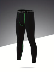 Men's Solid Sports Leggings Active Quick Drying High Stretch Compression Pants