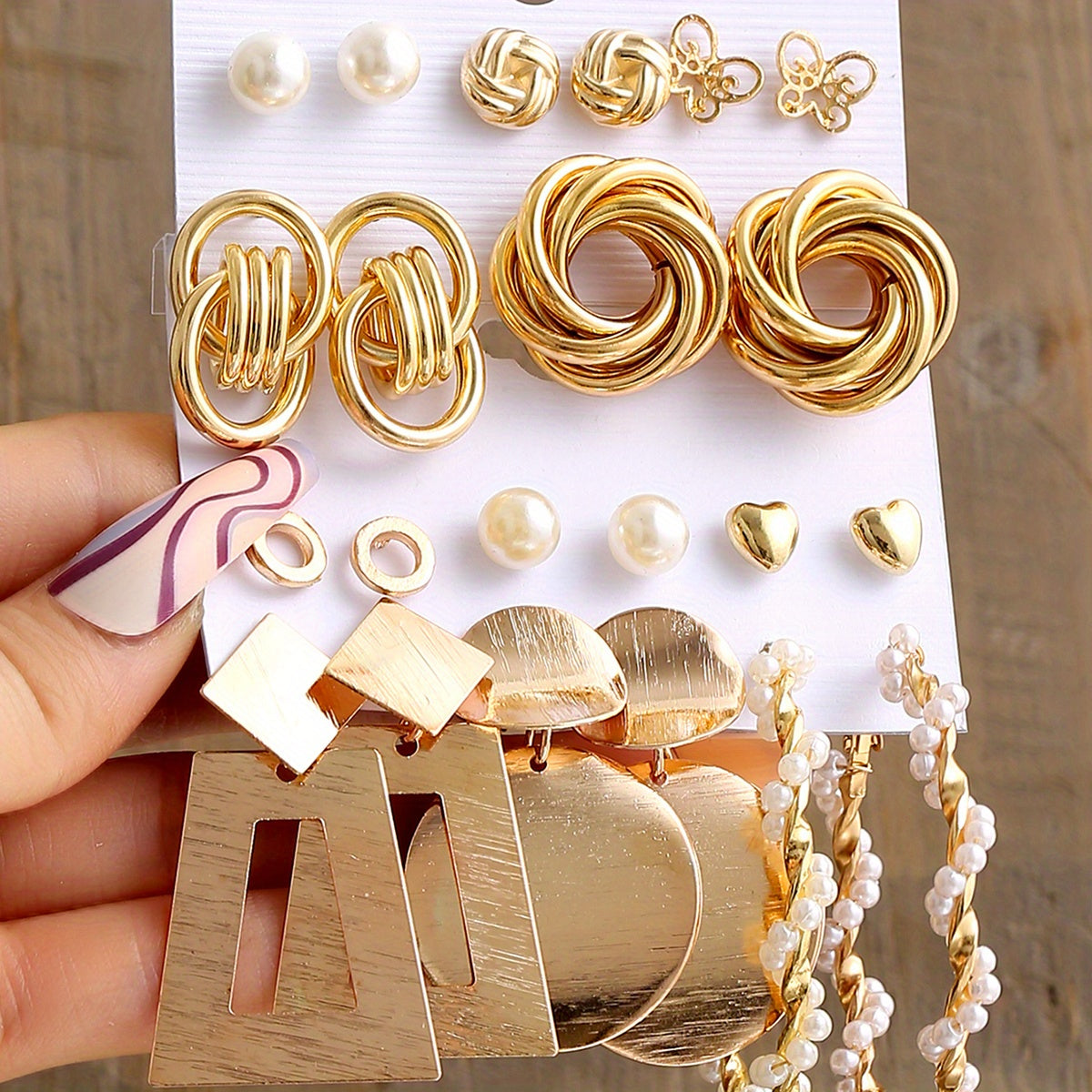 Women's Faux Pearl Butterfly Earrings Set