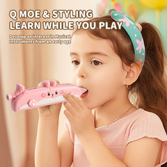 Kids 16 Hole Harmonica Toy Rabbit Lion Patterns Red Yellow