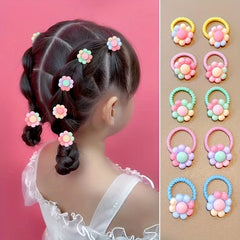 10pcs Flower Hair Ring High Elastic Headwear