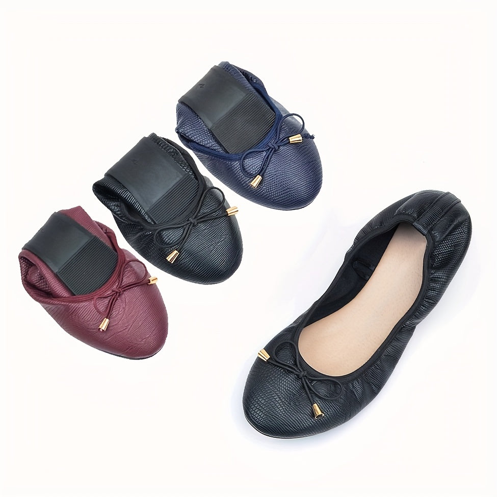 Women's Bow Decor Ballet Flats Slip On Anti-slip Shoes