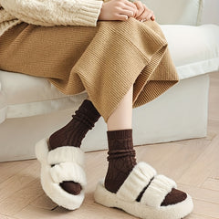 6 Pairs Argyle Solid Socks Mid Tube Women's Stockings