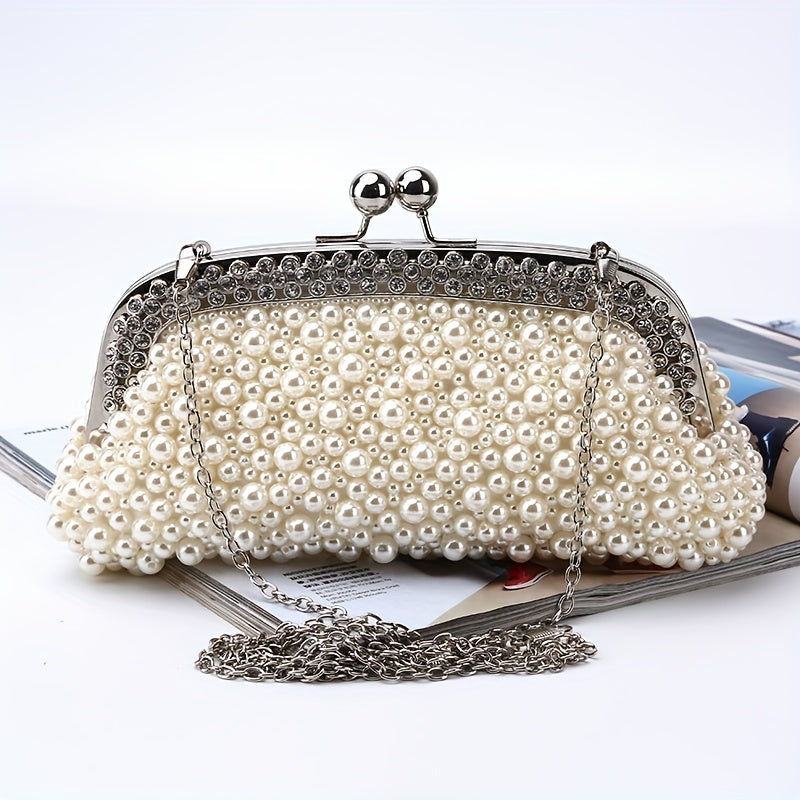 Rhinestone Pearl Evening Clutch Dinner Purse For Wedding Party Prom