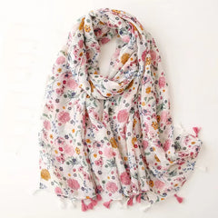 Red Romantic Floral Print Scarf 31 50' 70 87' Raw Edge Bandana
