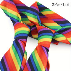 2pcs Lot Rainbow Neck Ties Men Casual Business Wedding Party Necktie