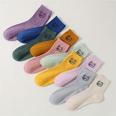 10 Pairs Cute Bear Print Socks for Women