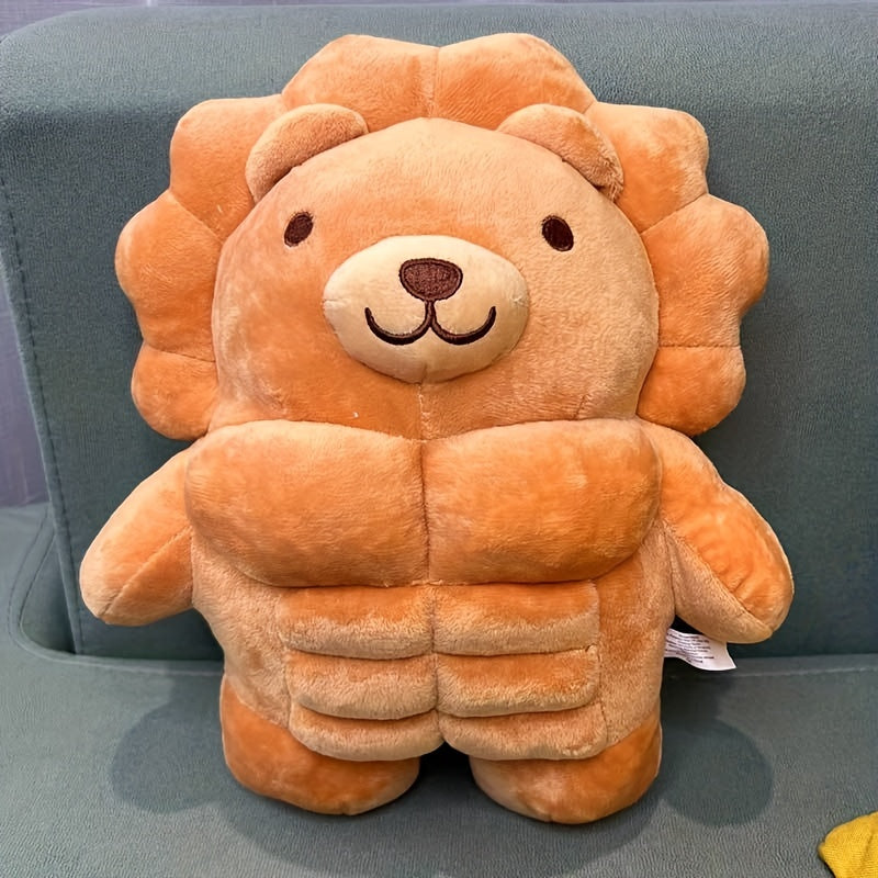 11in Big Muscle Teddy Bear Plush Toy Lion Animal Doll