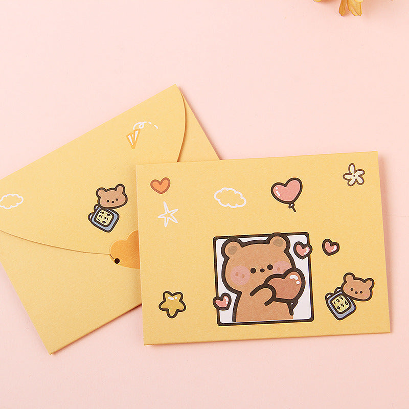 10pcs Cartoon Greeting Card DIY Holiday Bouquet Card Birthday Postcard