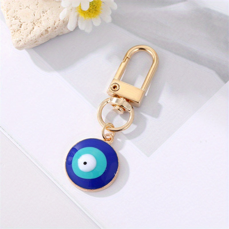 Water Drop Heart Eye Keychain For Couple Rhinestone Metal Eye Bag Car Accessorie