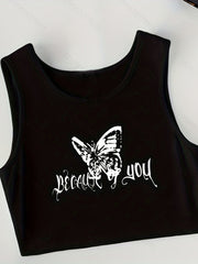Graphic Print Tank Top 3 Pack Sexy Slim Crew Neck Summer Sleeveless Top Women's
