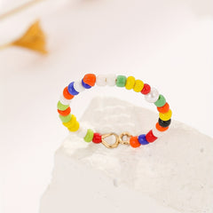 Boho Colorful Beads Ring 18k Plated Summer Vacation Decor