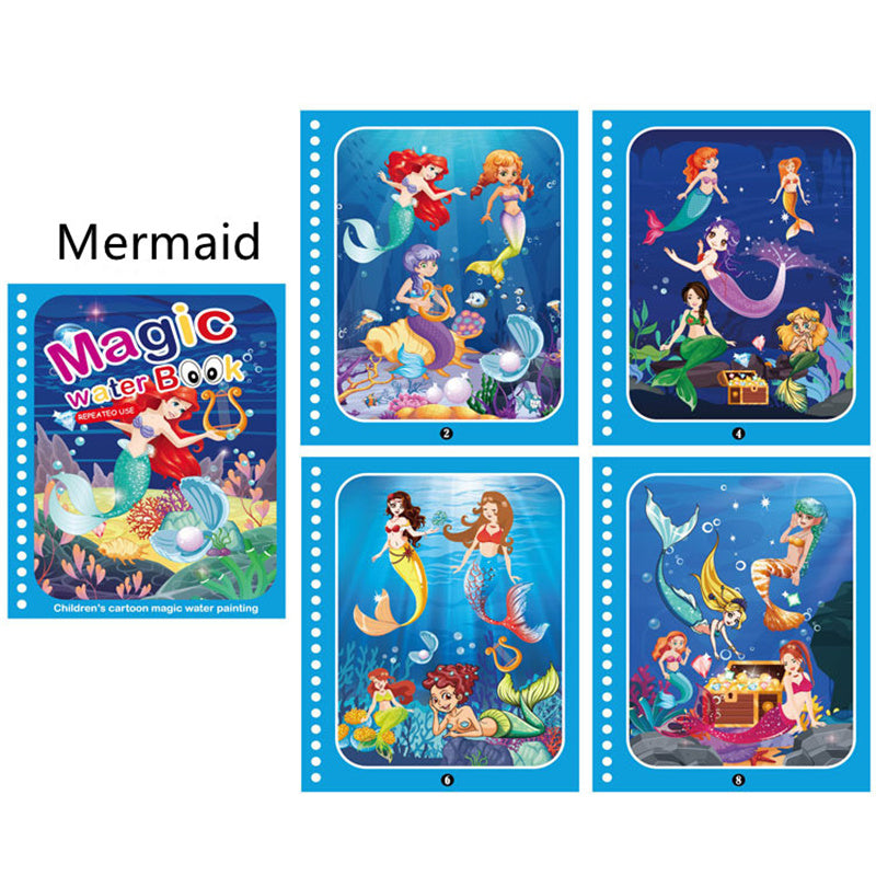 Reusable Watercolor Magic Book for Kids - Learn Painting Animals and Cartoons