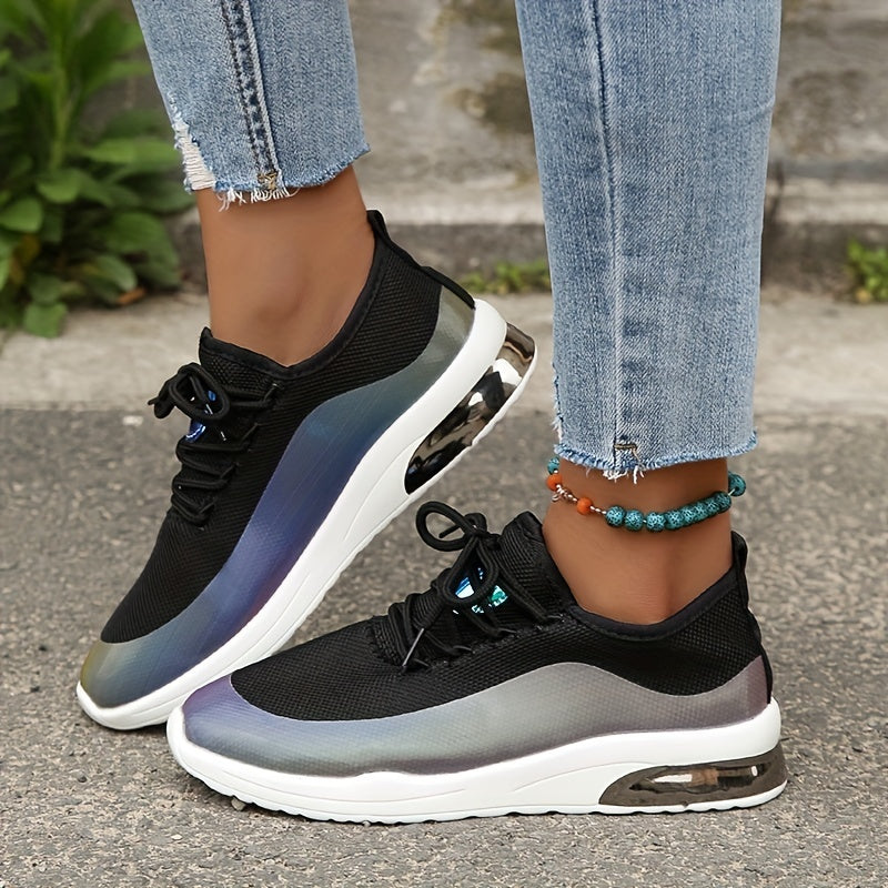 Women's Colorblock Sneakers Low Top Lace Up Walking Shoes