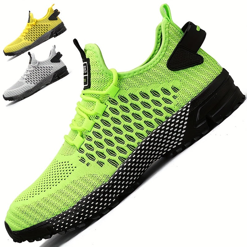 Men's Geometric Print Lace up Sneakers Breathable Mesh Outdoor Sports Shoes
